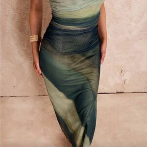 SHEIN Asymmetrical Dress in Green and Blue